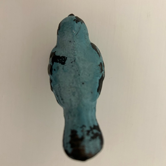 Vintage Cast Iron Turquoise Bird Paperweight Figurine - Picture 4 of 6